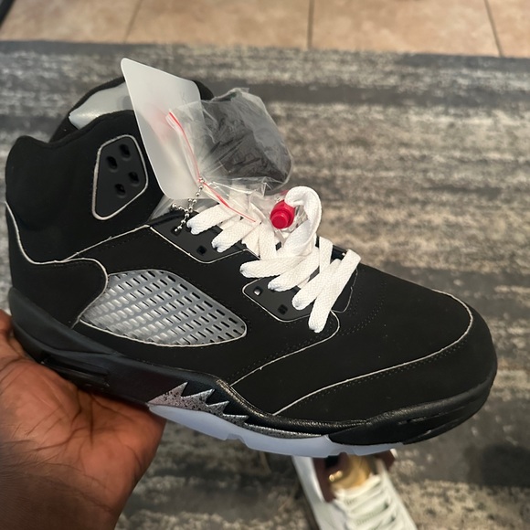 Jordan Black and White Sneakers with Reflective Tongue